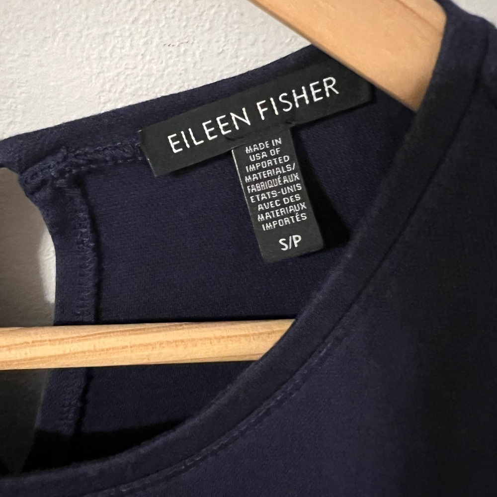Eileen Fisher $238 Indigo Fluid Tencel Roundneck Knee Length Dress Size Small - Picture 6 of 9